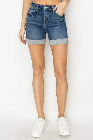 RISEN High Rise Cuffed Denim Shorts - 1985 the VAULT Boutique