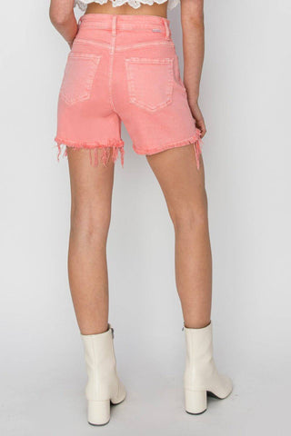 RISEN High Rise Distressed Denim Shorts - 1985 the VAULT Boutique