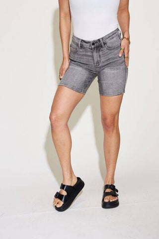 Judy Blue Full Size Washed Bermuda Denim Shorts - 1985 the VAULT Boutique