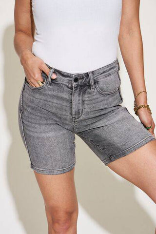 Judy Blue Full Size Washed Bermuda Denim Shorts - 1985 the VAULT Boutique