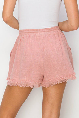 HYFVE Drawstring Cotton Gauze Frayed Shorts - 1985 the VAULT Boutique