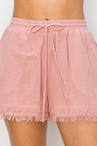 HYFVE Drawstring Cotton Gauze Frayed Shorts - 1985 the VAULT Boutique