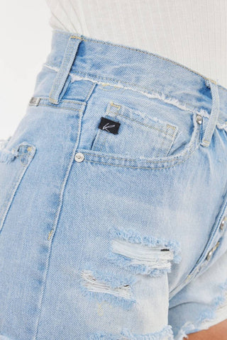 Kancan Distressed Button Fly Denim Shorts - 1985 the VAULT Boutique