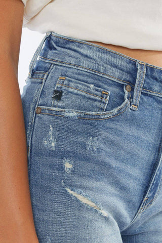 Kancan High Rise Frayed Hem Denim Shorts - 1985 the VAULT Boutique