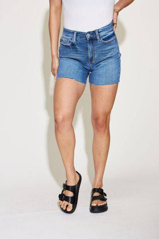 Judy Blue Full Size High Waist Slim Denim Shorts - 1985 the VAULT Boutique