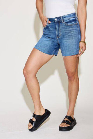 Judy Blue Full Size High Waist Slim Denim Shorts - 1985 the VAULT Boutique