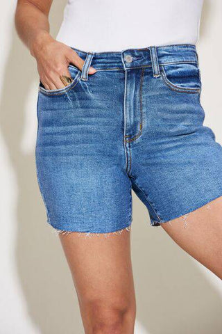 Judy Blue Full Size High Waist Slim Denim Shorts - 1985 the VAULT Boutique