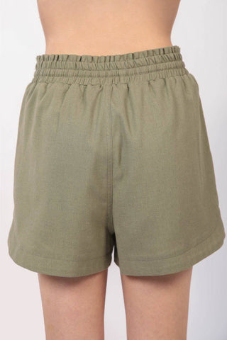 VERY J Drawstring Elastic Waist Linen Shorts - 1985 the VAULT Boutique