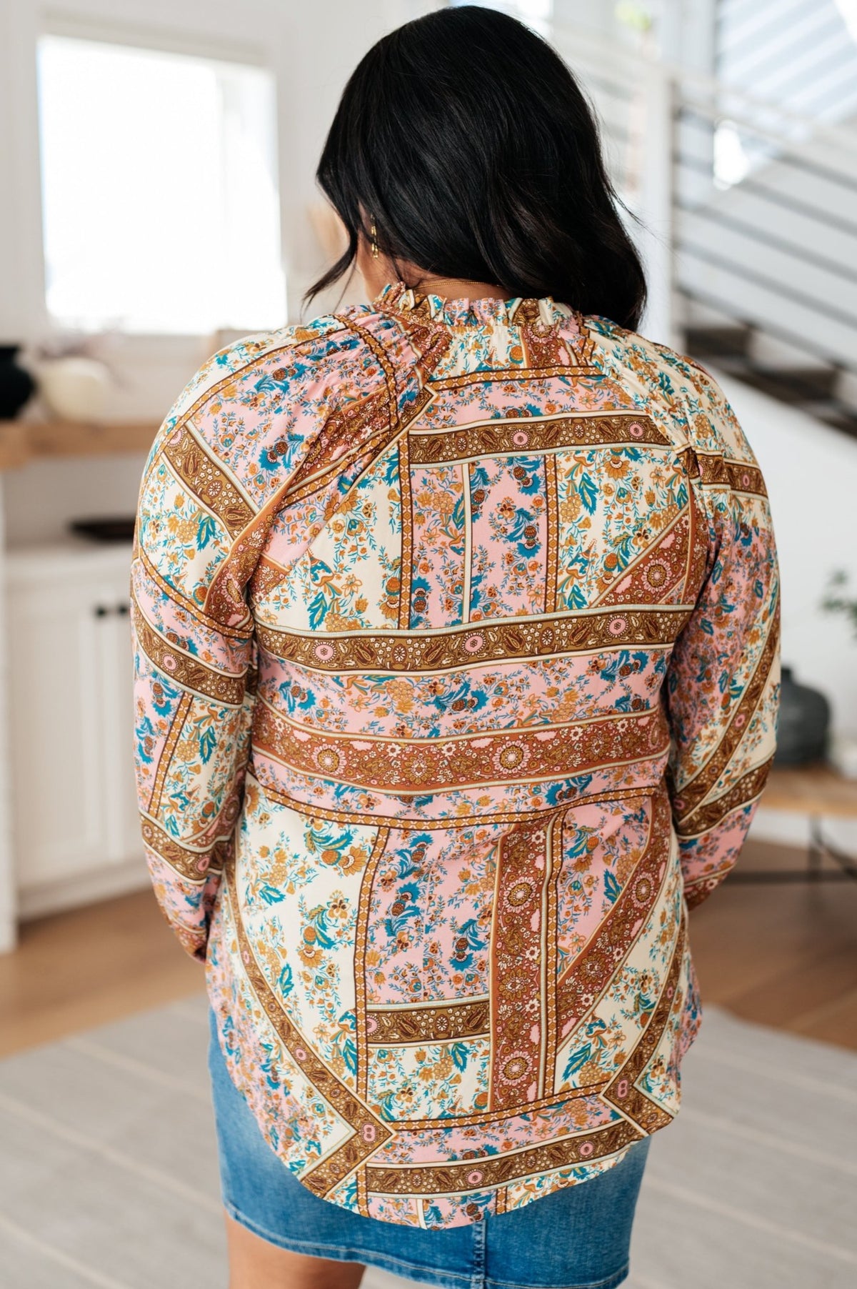 Show and Tell Mixed Print Peasant Blouse - Happily Ever Atchison Shop Co.