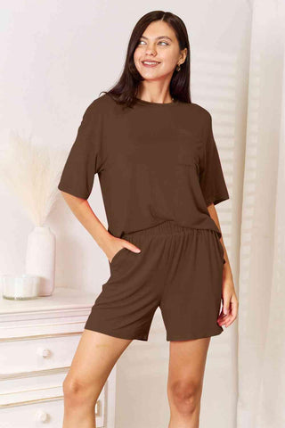 Basic Bae Full Size Soft Rayon Half Sleeve Top and Shorts Set - 1985 the VAULT Boutique