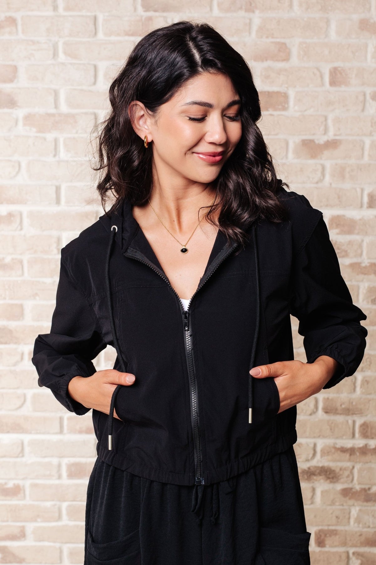 Sky of Only Clouds Zip Up in Black - Happily Ever Atchison Shop Co.