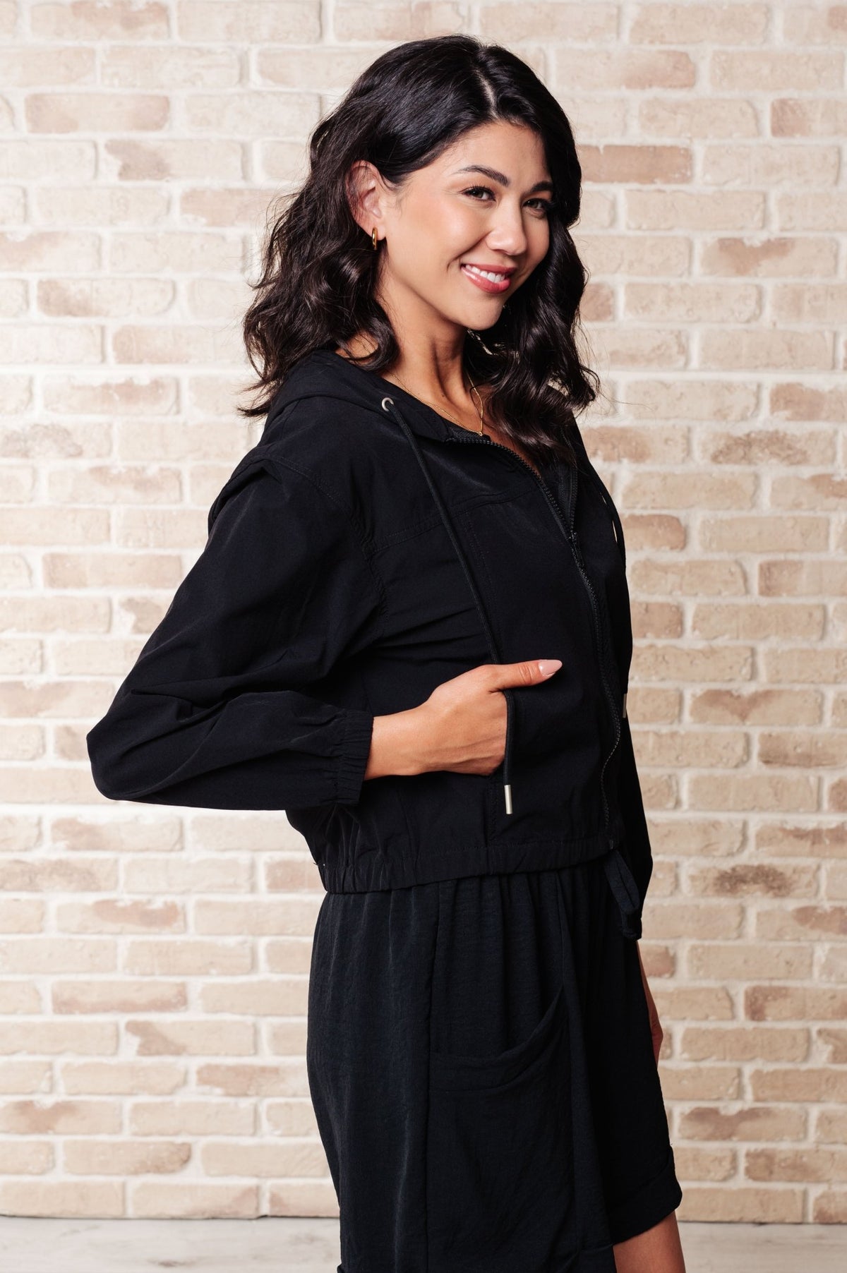 Sky of Only Clouds Zip Up in Black - Happily Ever Atchison Shop Co.