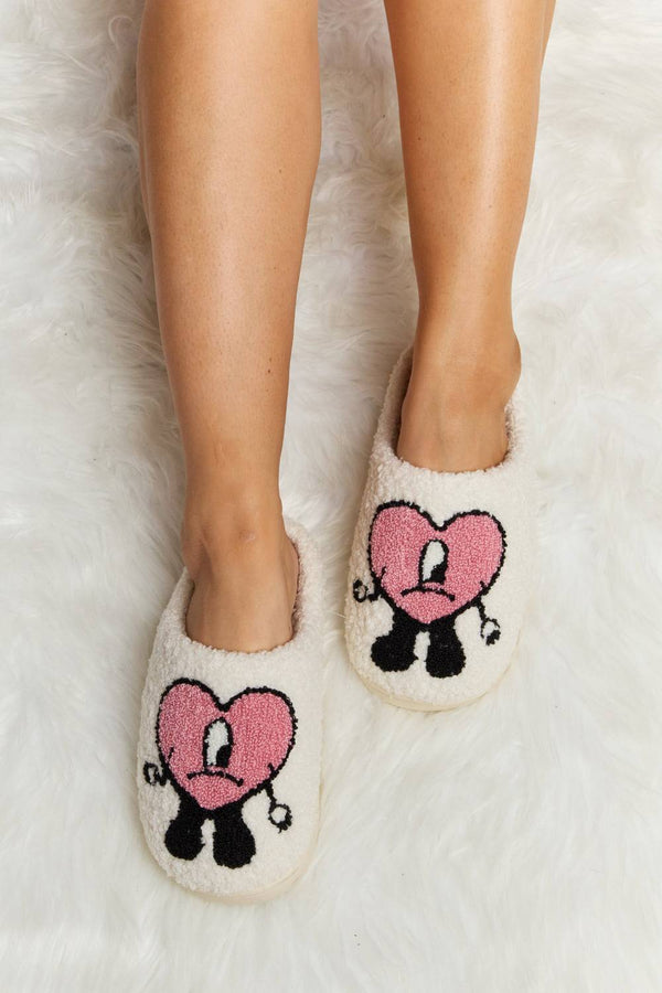 Melody Love Heart Print Plush Slippers - 1985 the VAULT Boutique