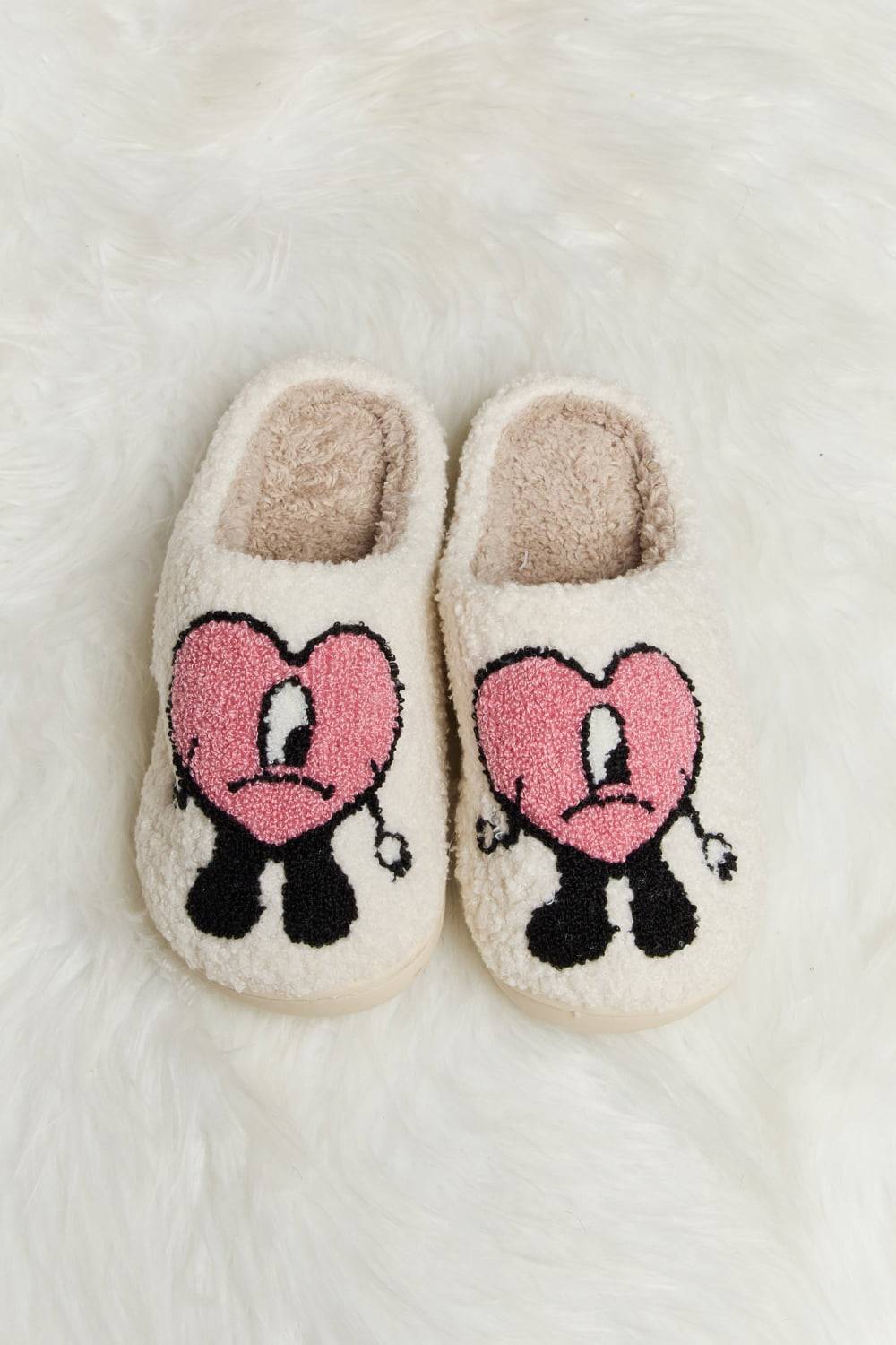 Melody Love Heart Print Plush Slippers - 1985 the VAULT Boutique