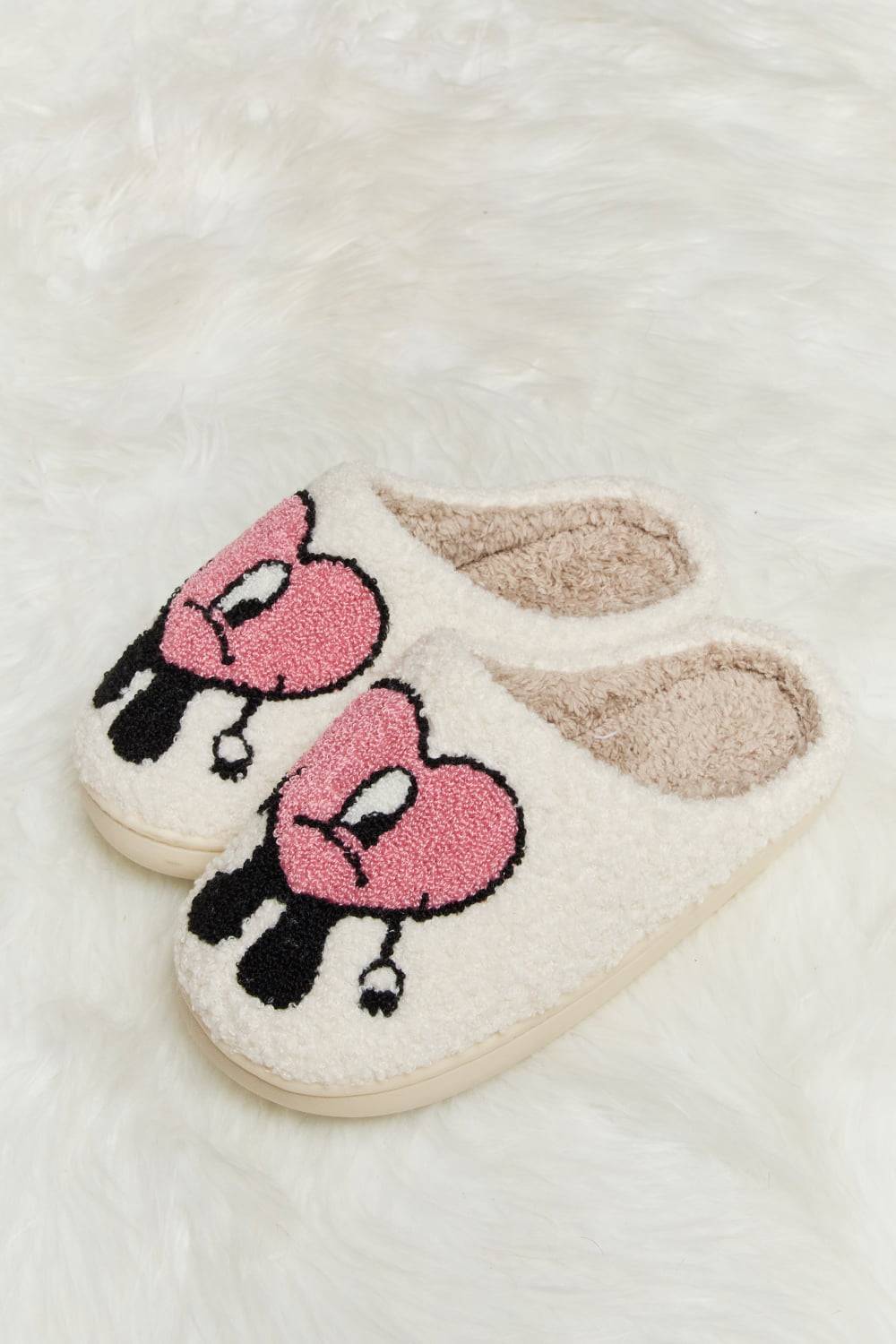 Melody Love Heart Print Plush Slippers - 1985 the VAULT Boutique