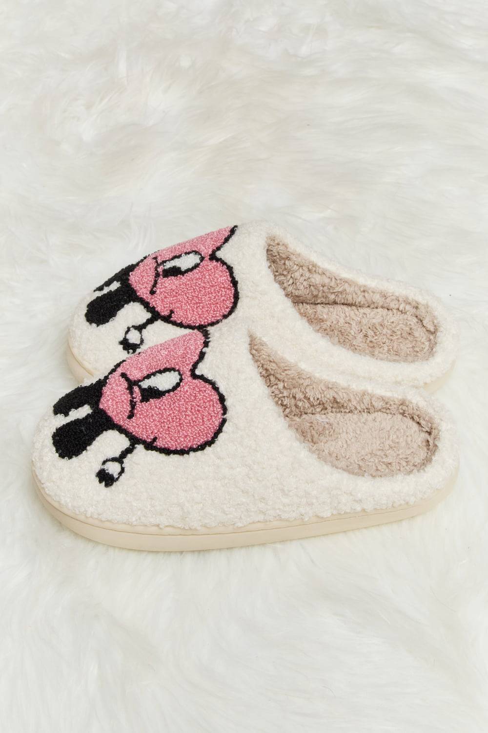 Melody Love Heart Print Plush Slippers - 1985 the VAULT Boutique