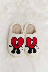 Melody Love Heart Print Plush Slippers - 1985 the VAULT Boutique