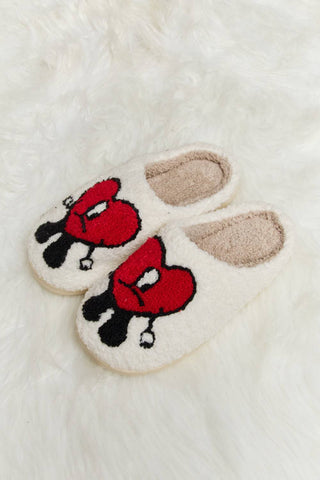 Melody Love Heart Print Plush Slippers - 1985 the VAULT Boutique