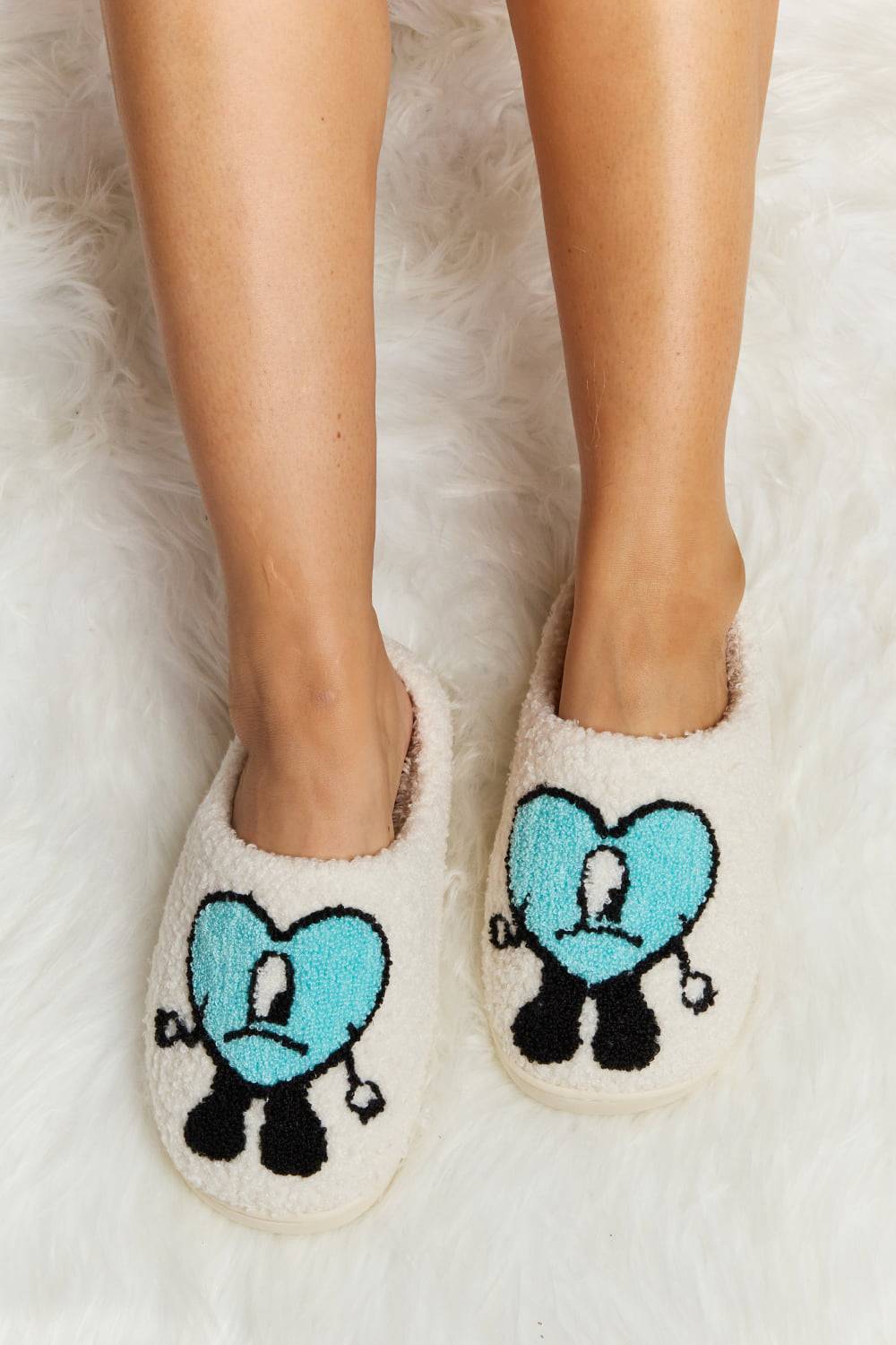 Melody Love Heart Print Plush Slippers - 1985 the VAULT Boutique