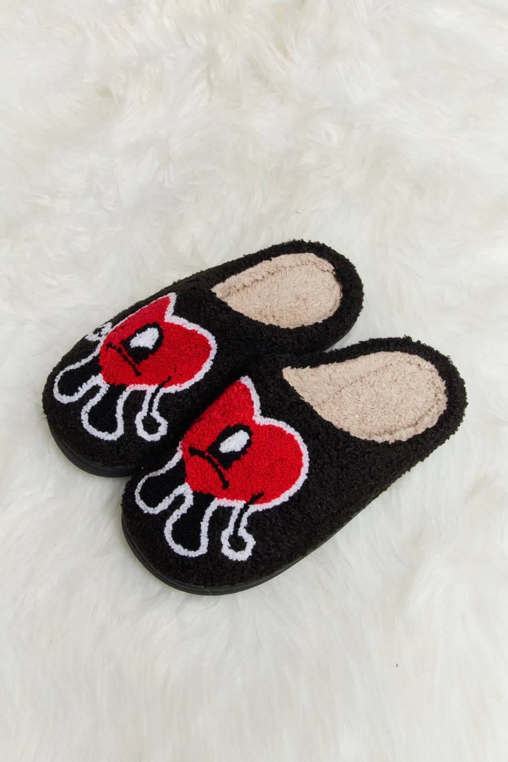 Melody Love Heart Print Plush Slippers - 1985 the VAULT Boutique