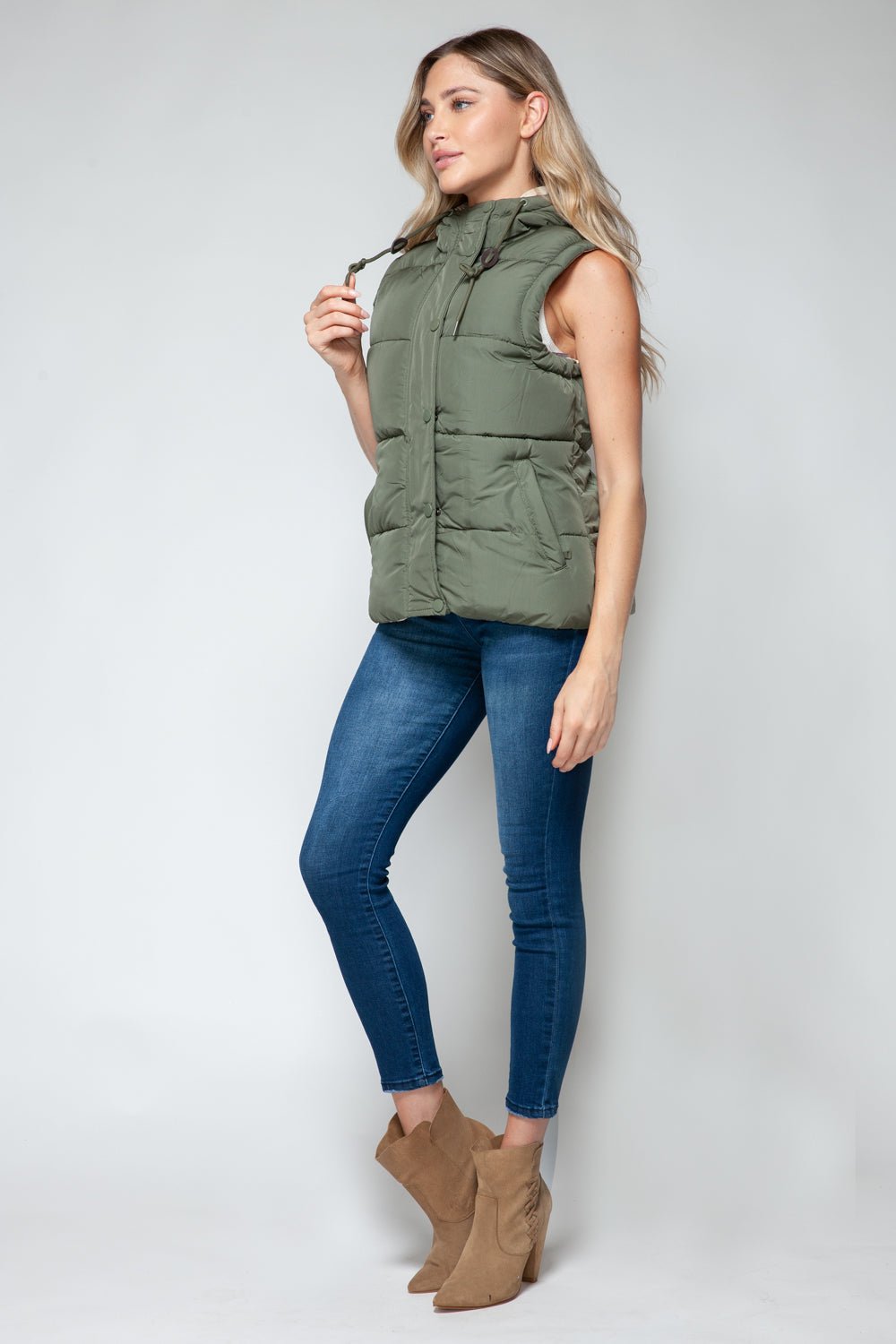 Snobbish Snap and Zip Closure Hooded Vest - Happily Ever Atchison Shop Co.