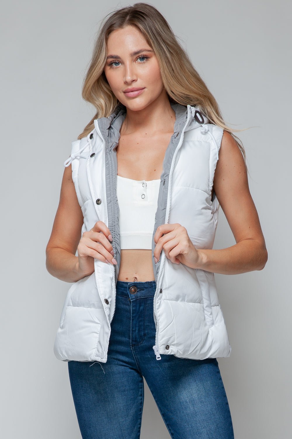 Snobbish Snap and Zip Closure Hooded Vest - Happily Ever Atchison Shop Co.