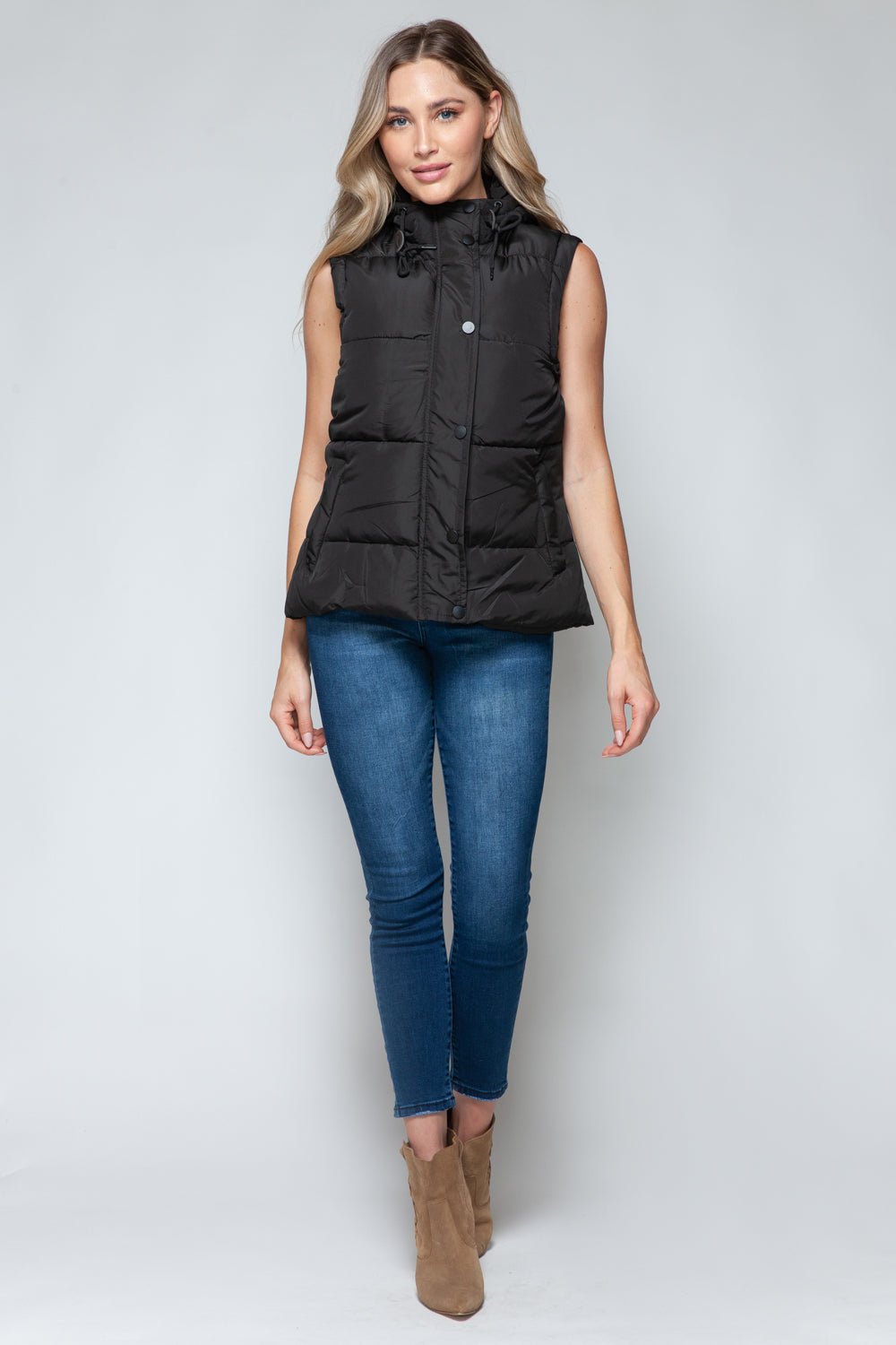 Snobbish Snap and Zip Closure Hooded Vest - Happily Ever Atchison Shop Co.