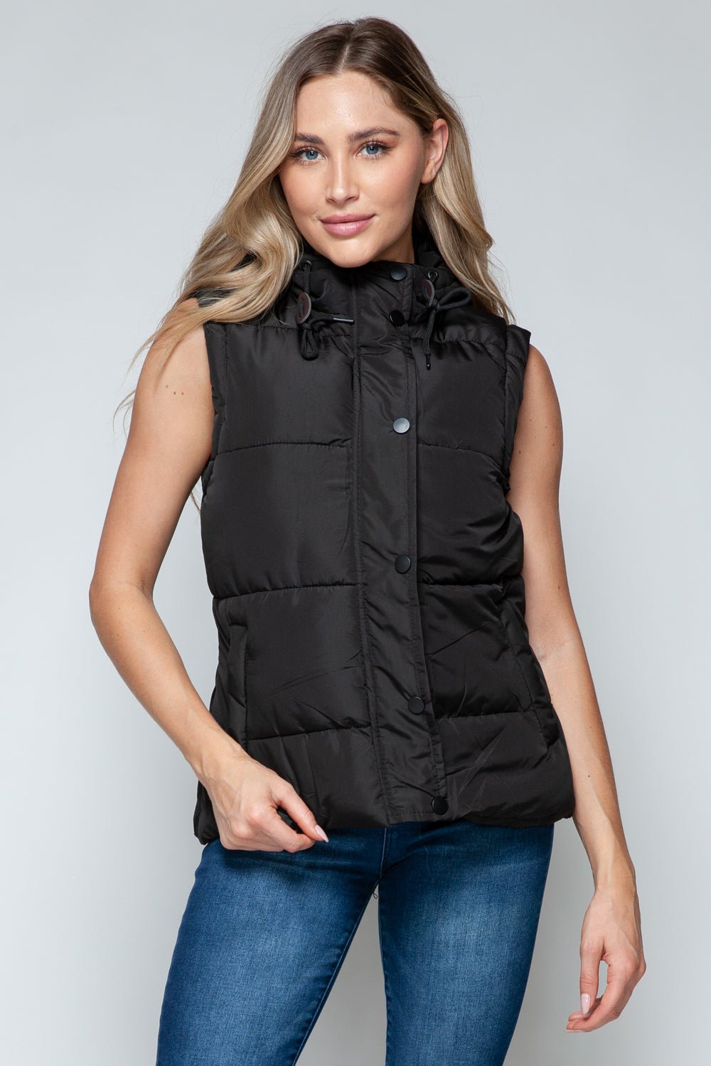 Snobbish Snap and Zip Closure Hooded Vest - Happily Ever Atchison Shop Co.