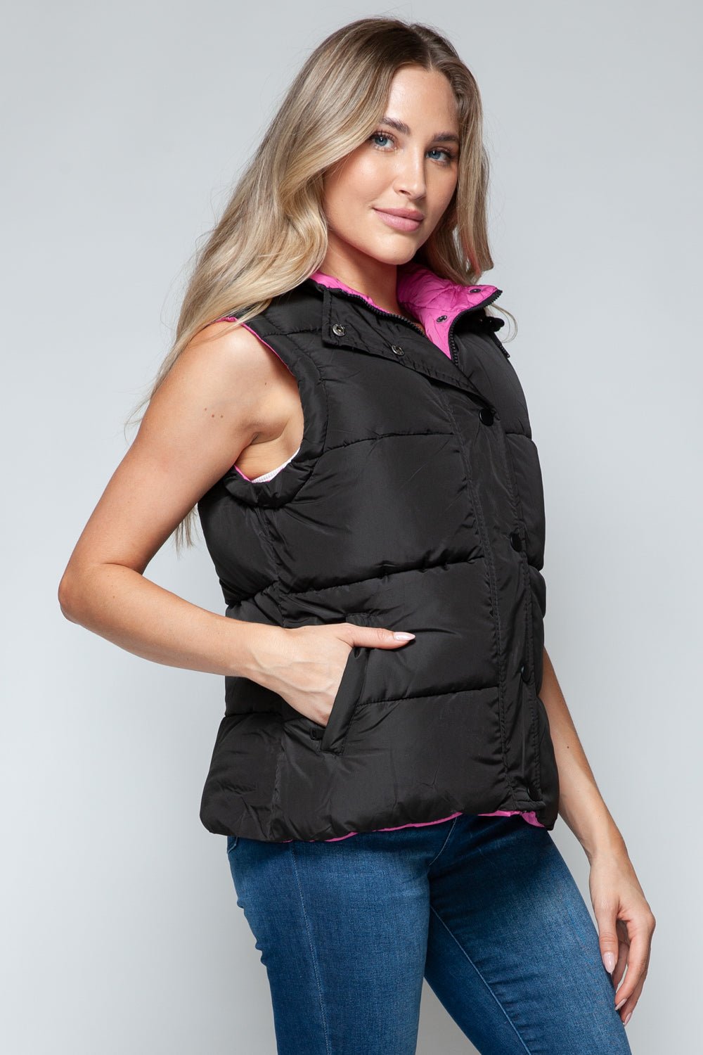 Snobbish Snap and Zip Closure Hooded Vest - Happily Ever Atchison Shop Co.