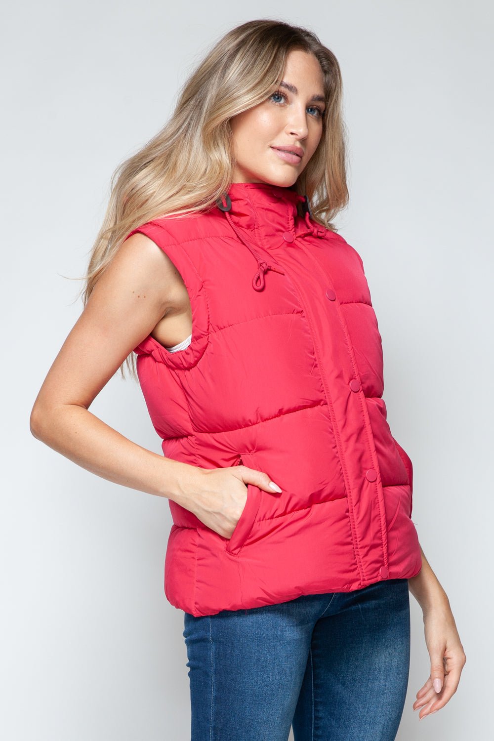 Snobbish Snap and Zip Closure Hooded Vest - Happily Ever Atchison Shop Co.