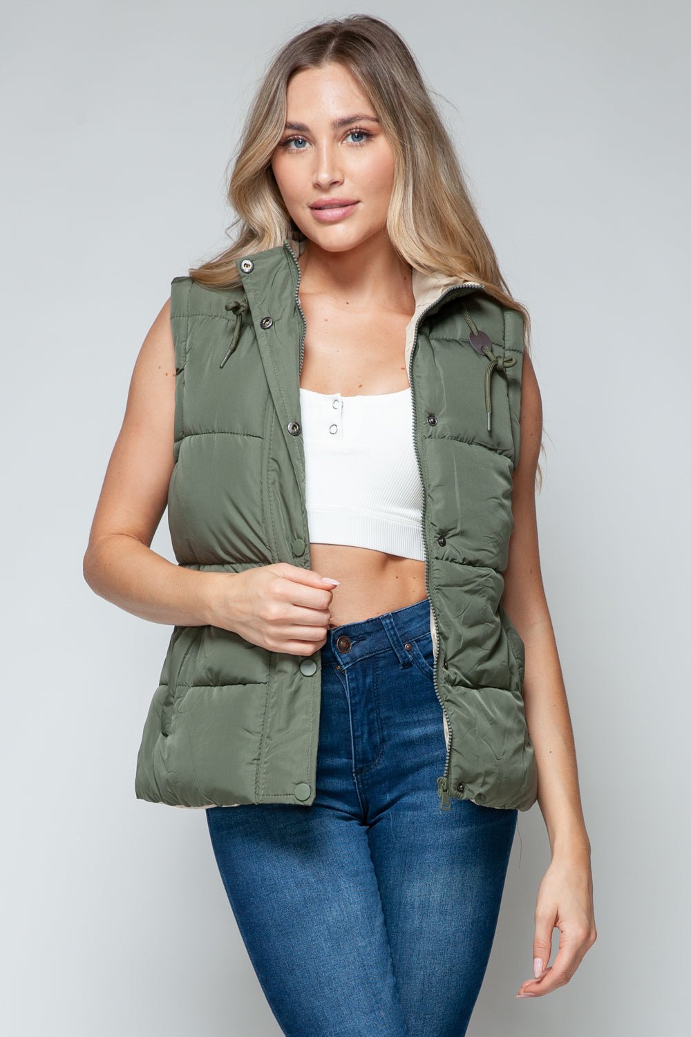 Snobbish Snap and Zip Closure Hooded Vest - Happily Ever Atchison Shop Co.