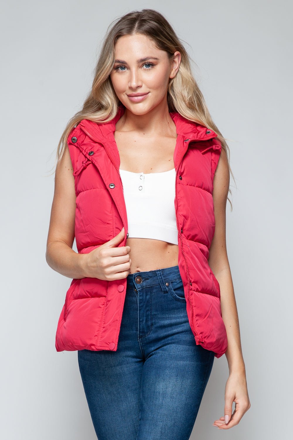 Snobbish Snap and Zip Closure Hooded Vest - Happily Ever Atchison Shop Co.