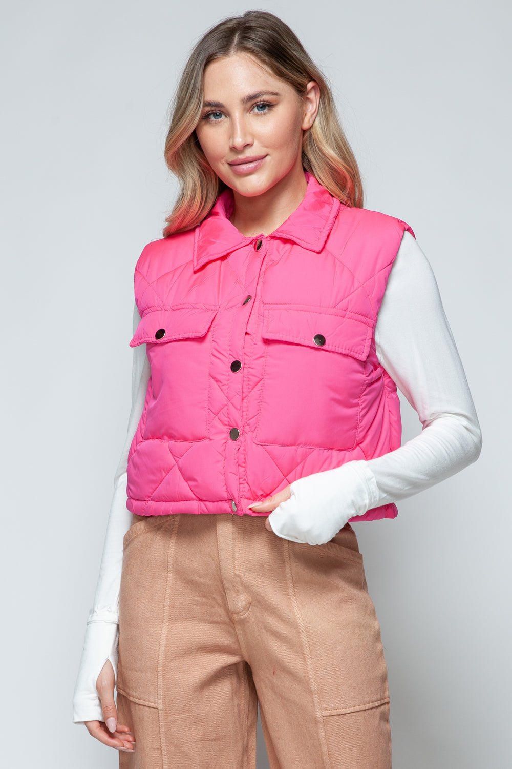 Snobbish Snap Down Quilted Crop Vest - Happily Ever Atchison Shop Co.