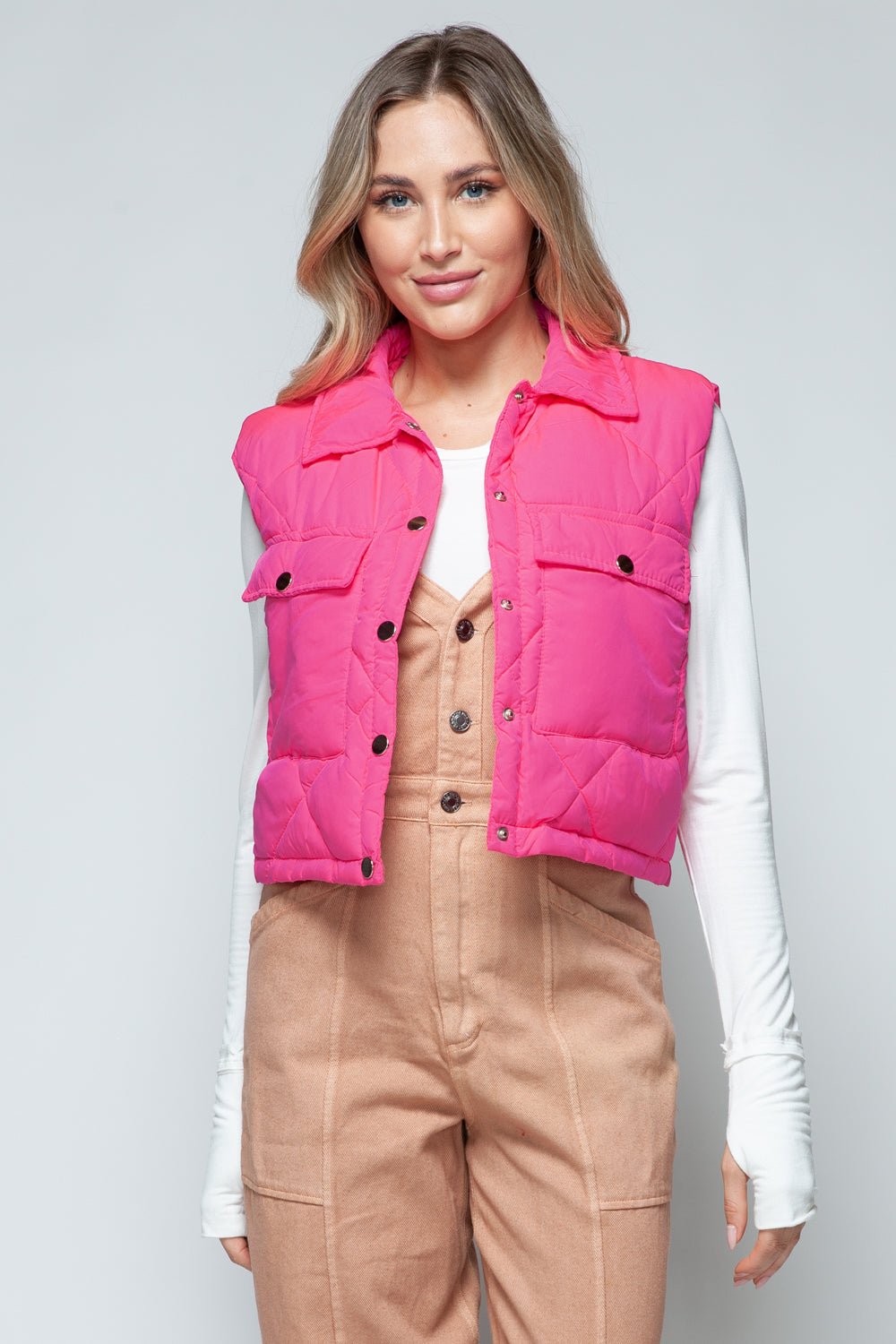 Snobbish Snap Down Quilted Crop Vest - Happily Ever Atchison Shop Co.