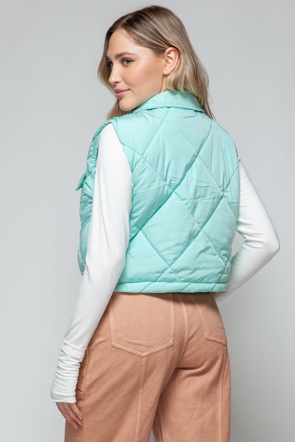 Snobbish Snap Down Quilted Crop Vest - Happily Ever Atchison Shop Co.