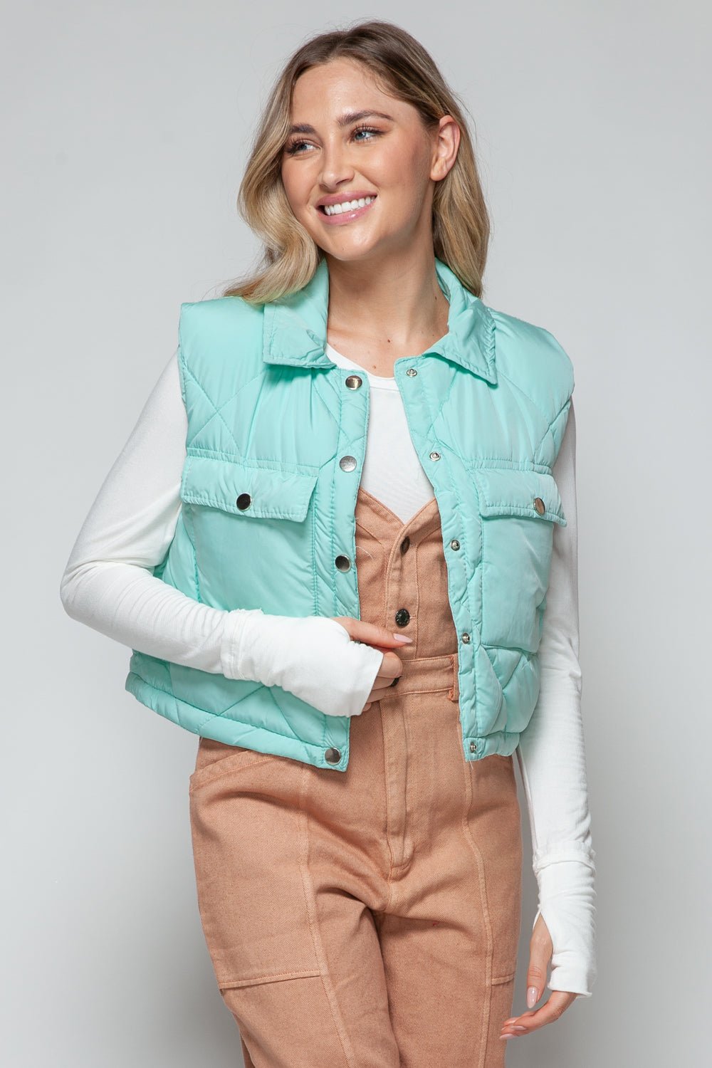 Snobbish Snap Down Quilted Crop Vest - Happily Ever Atchison Shop Co.