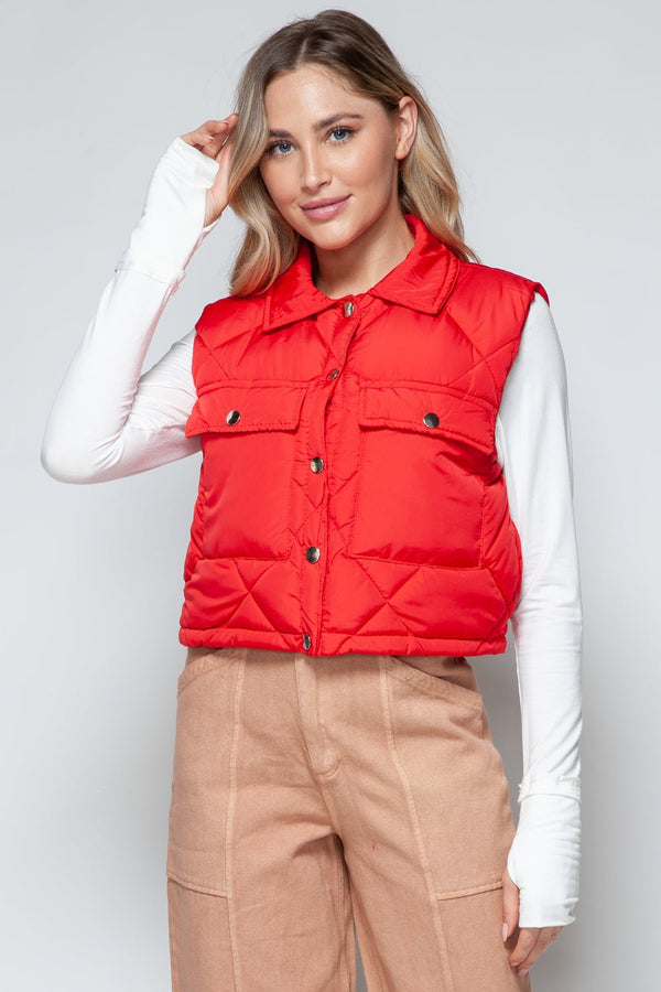 Snobbish Snap Down Quilted Crop Vest - Happily Ever Atchison Shop Co.