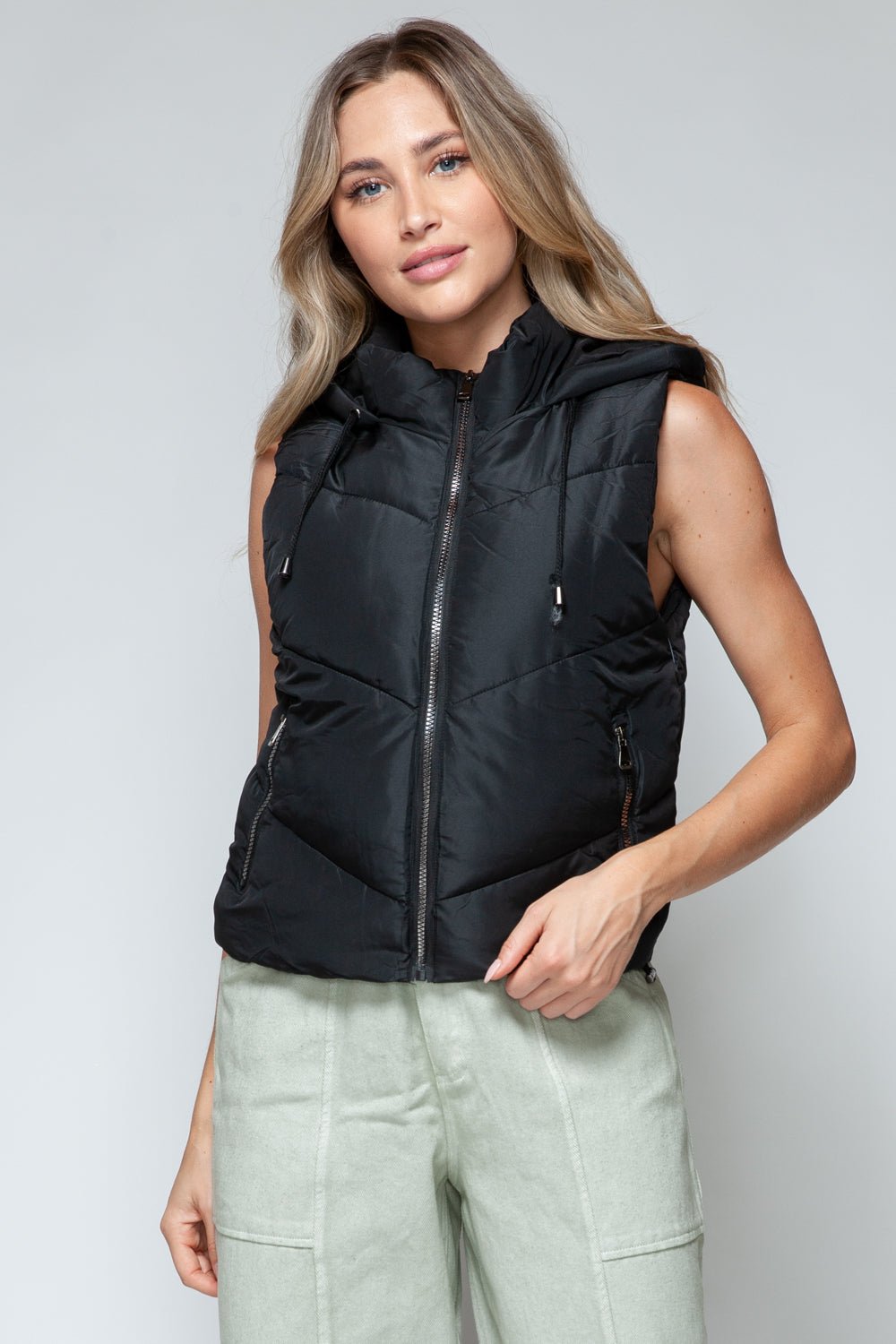 Snobbish Zip Up Quilted Hooded Vest - Happily Ever Atchison Shop Co.