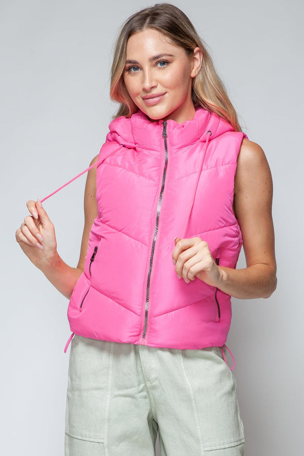 Snobbish Zip Up Quilted Hooded Vest - Happily Ever Atchison Shop Co.