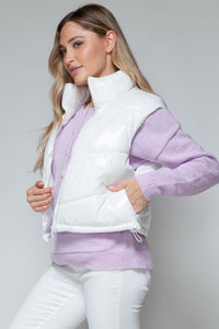 Snobbish Zip Up Turtleneck Shiny Quilted Vest - Happily Ever Atchison Shop Co.