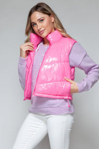 Snobbish Zip Up Turtleneck Shiny Quilted Vest - Happily Ever Atchison Shop Co.