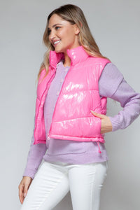 Snobbish Zip Up Turtleneck Shiny Quilted Vest - Happily Ever Atchison Shop Co.