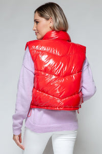 Snobbish Zip Up Turtleneck Shiny Quilted Vest - Happily Ever Atchison Shop Co.