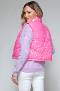 Snobbish Zip Up Turtleneck Shiny Quilted Vest - Happily Ever Atchison Shop Co.