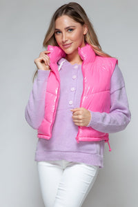 Snobbish Zip Up Turtleneck Shiny Quilted Vest - Happily Ever Atchison Shop Co.