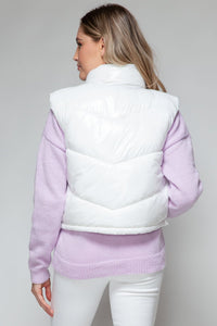 Snobbish Zip Up Turtleneck Shiny Quilted Vest - Happily Ever Atchison Shop Co.