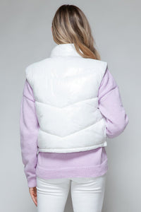 Snobbish Zip Up Turtleneck Shiny Quilted Vest - Happily Ever Atchison Shop Co.