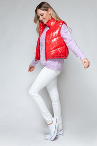 Snobbish Zip Up Turtleneck Shiny Quilted Vest - Happily Ever Atchison Shop Co.