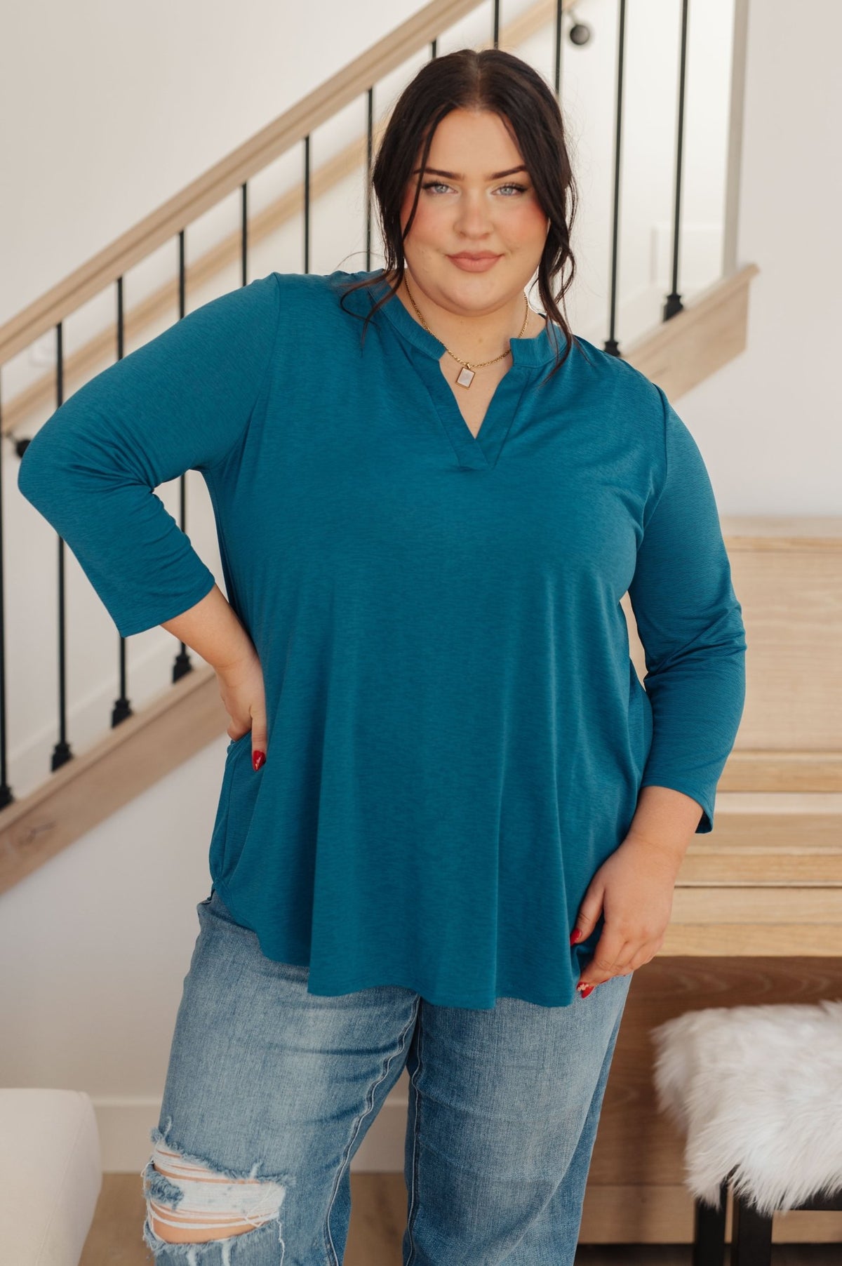 So Outstanding Top in Teal - Happily Ever Atchison Shop Co.