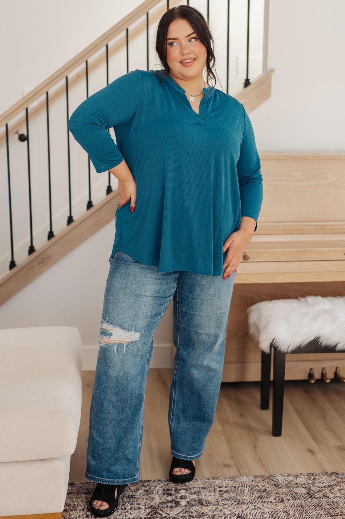 So Outstanding Top in Teal - Happily Ever Atchison Shop Co.